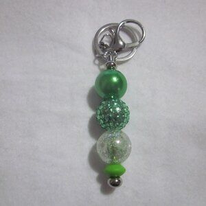 Green Bling Beaded Keychain | Bag Charm.